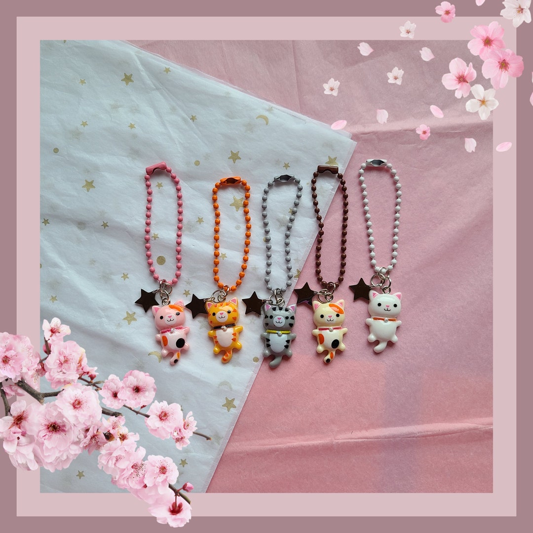 Cute Colorful Cat Phone Charm Handmade Keychain Accessory Perfect as ...