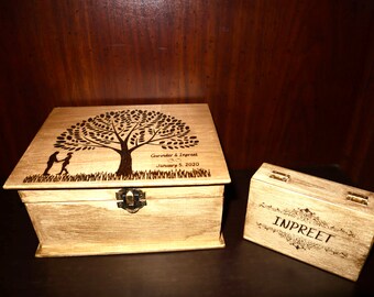 Personalized wooden gift box, Engraved Name Box, Wooden Keepsake box, Groomsman gift box, Rustic Gift Box, Christmas gift box