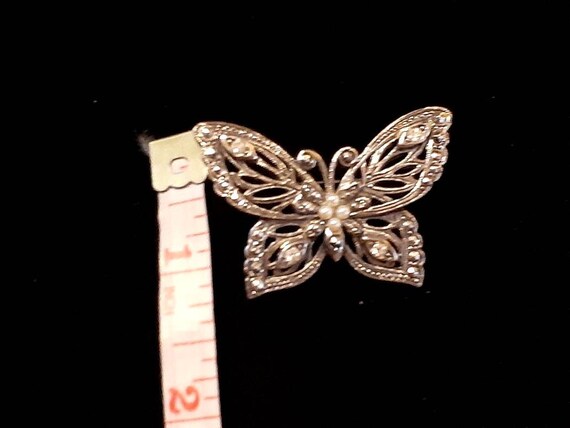 Vintage Avon marcasite silvertone butterfly Brooc… - image 3
