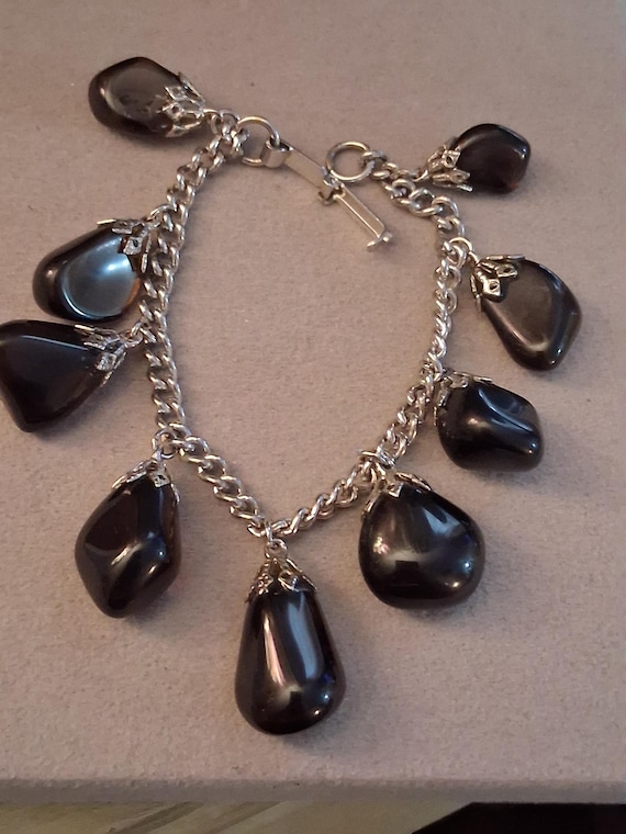 Amethyst dangle tumbled gemstone silver-plated ch… - image 7