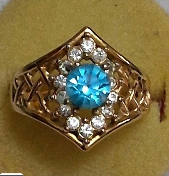 18k hge 指輪 茶色 透明 石 18 khge ring - 日本
