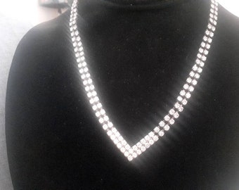 Rhinestone double strand Glamorous Statement necklace