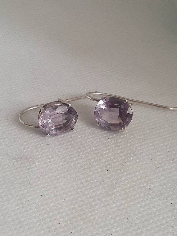 Sterling silver amethyst prong set wire Dangle/dr… - image 7