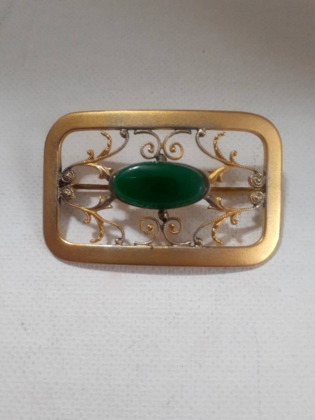 George L Paine G.LP. Broche/épingle Art nouveau, filigrane, verte ...