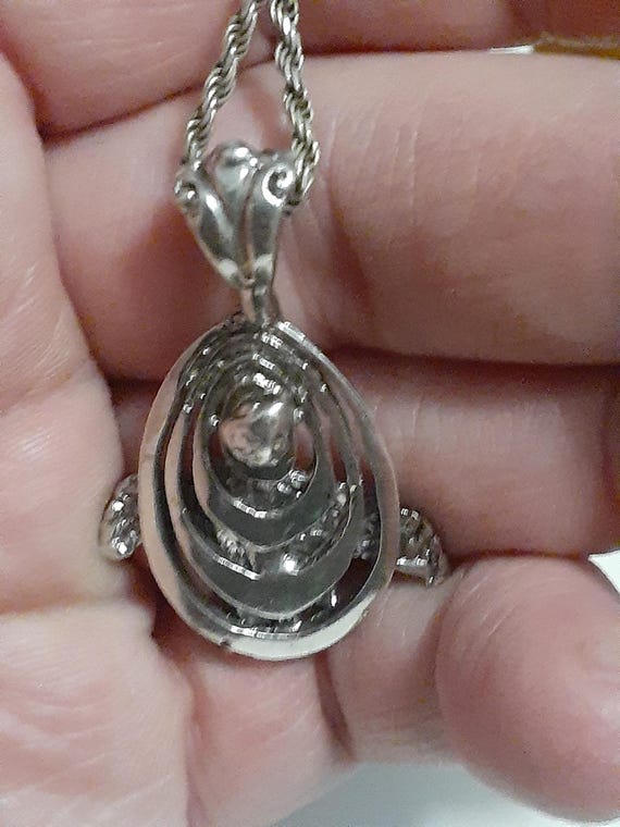 Sterling silver solid turtle pendant rope necklac… - image 10