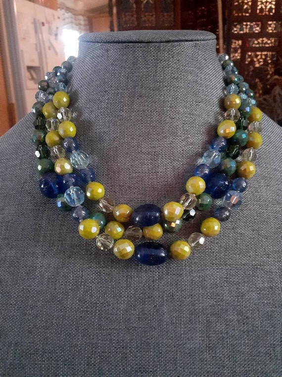 J McCain NY multi strand glass bead necklace