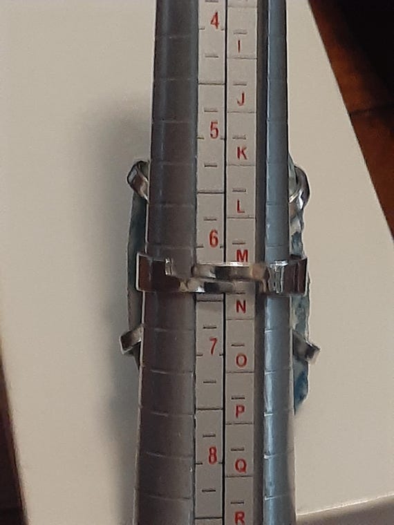 Agate gemstone slice Silvertone statement ring. A… - image 4