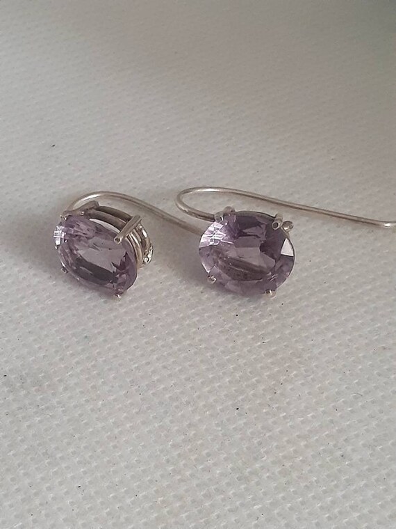 Sterling silver amethyst prong set wire Dangle/dr… - image 8