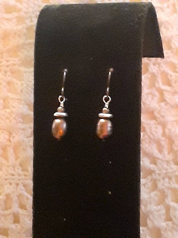 Chocolate Baroque pearl dangle/drop earrings - image 6