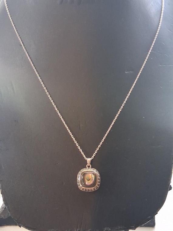 Sterling silver abalone shell square pendant with… - image 18