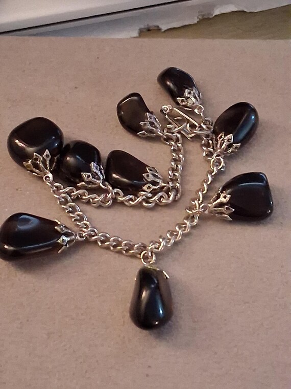 Amethyst dangle tumbled gemstone silver-plated ch… - image 11