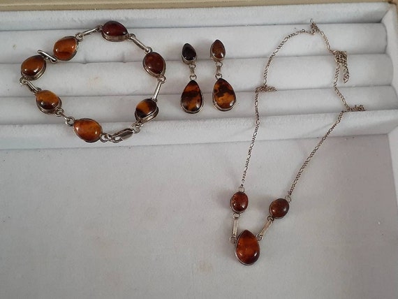 Genuine amber Sterling silver necklace, Bracelet … - image 1