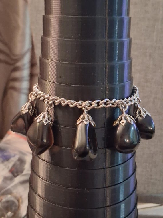 Amethyst dangle tumbled gemstone silver-plated ch… - image 9