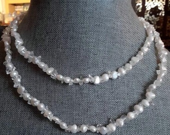 Colar com contas de quartzo e pérolas genuínas com fecho 925