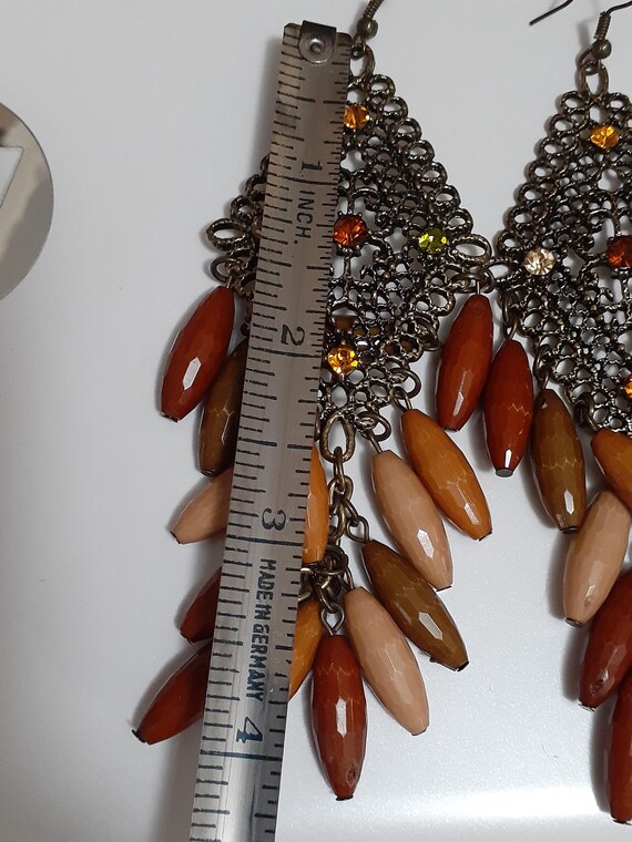 Fauceted lucite dangle drop bead cluster chandeli… - image 2