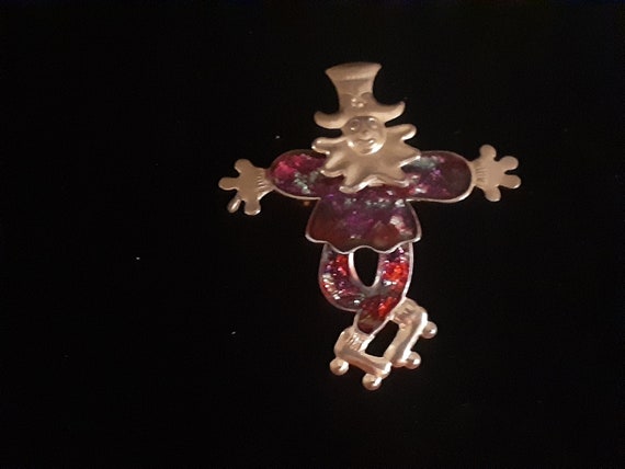 Vintage jester pin/brooch. Goldtone and multi col… - image 2