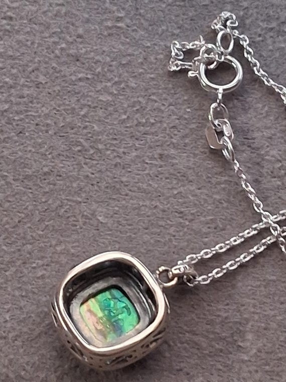 Sterling silver abalone shell square pendant with… - image 14