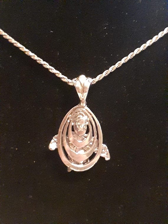 Sterling silver solid turtle pendant rope necklac… - image 9