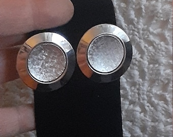 Round Silvertone clip on earrings