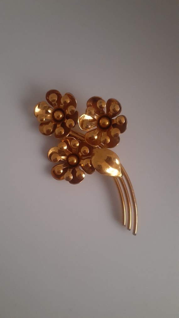 Sterling silver gold plated 3D flower Brooch/pin