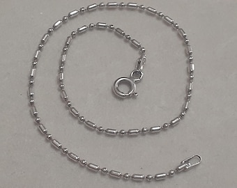 Italian Sterling silver ball and tube anklet ankle bracelet 9.25&quot;
