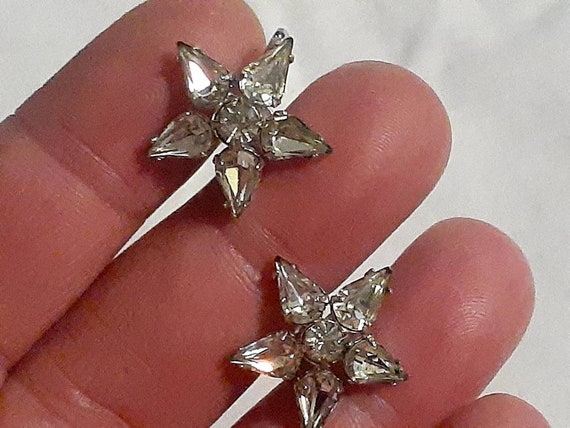 Vintage Coro rhinestone and  star shaped screw ba… - image 8