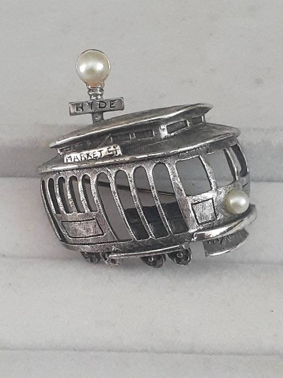 Tortalani silvertone trolley street car Brooch/pin