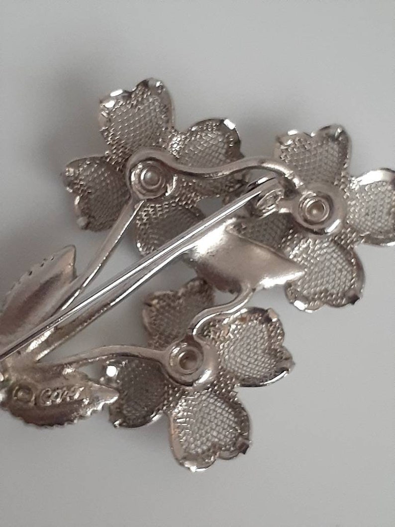 Broche Vintage Coro Trèfle 4 Feuilles - Ton Doré, Perles, Années 40/50, Occasion