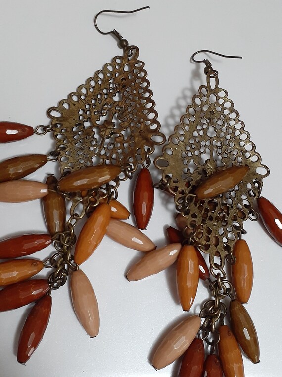 Fauceted lucite dangle drop bead cluster chandeli… - image 7