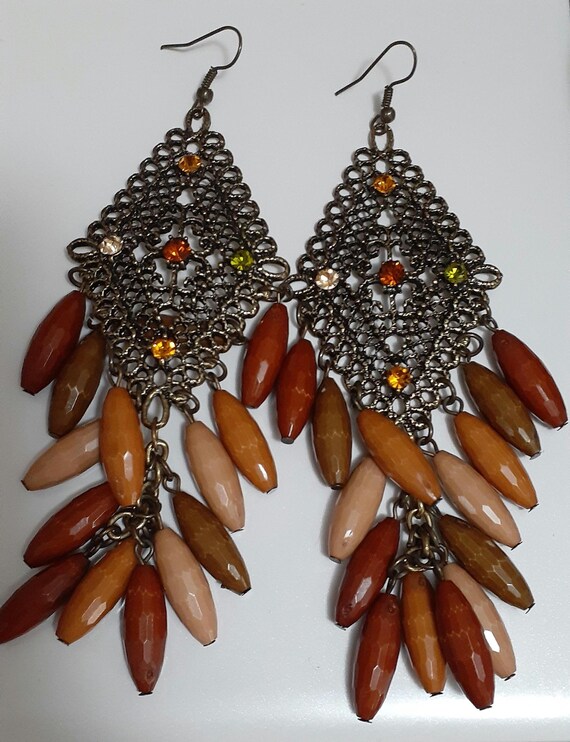 Fauceted lucite dangle drop bead cluster chandeli… - image 6