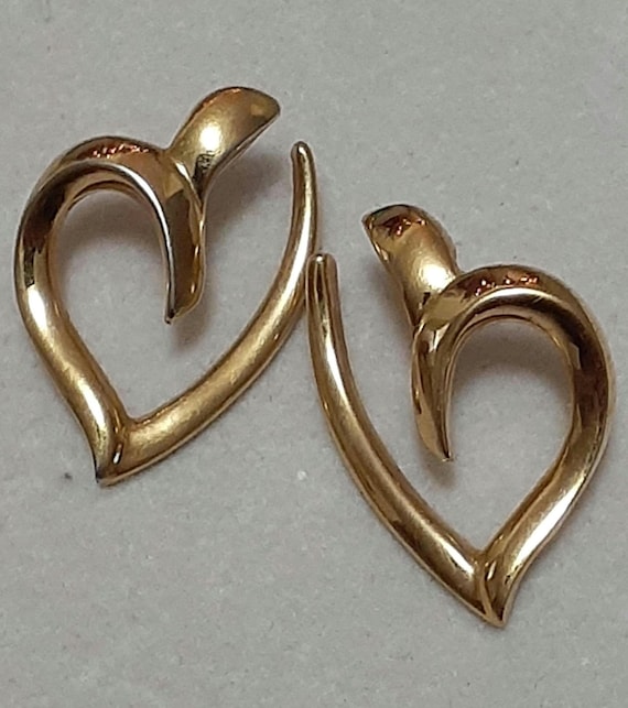 Monet open work heart polished gold tone earrings