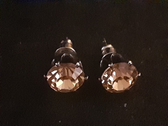 Vintage faux citrine stud earrings - image 2
