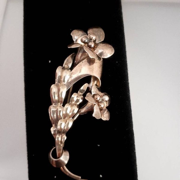 Sterling silver Walter lampl flower bouquet figural Brooch/pin