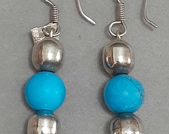 Orecchini pendenti Taxco in argento sterling e turchese a strati