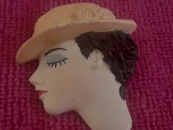 Vintage brooch/pin of a profile of a woman - image 1