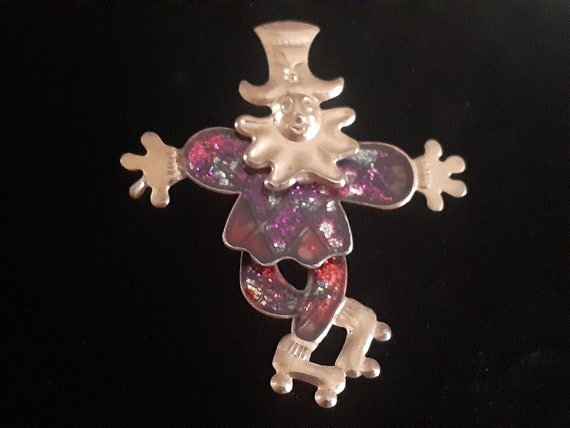 Vintage jester pin/brooch. Goldtone and multi col… - image 4