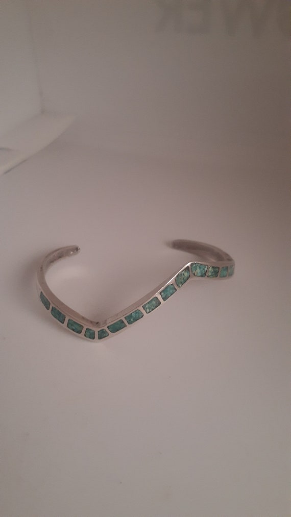 Navajo Sterling silver turquoise inlay cuff Bracel