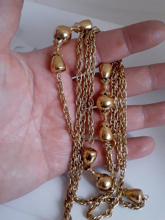 Monet flapper style gold tone bead station neckla… - image 2