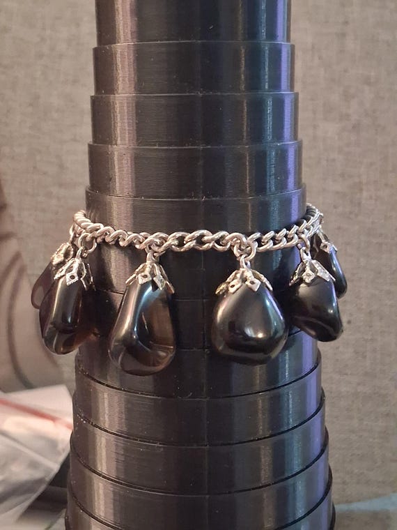 Amethyst dangle tumbled gemstone silver-plated ch… - image 8