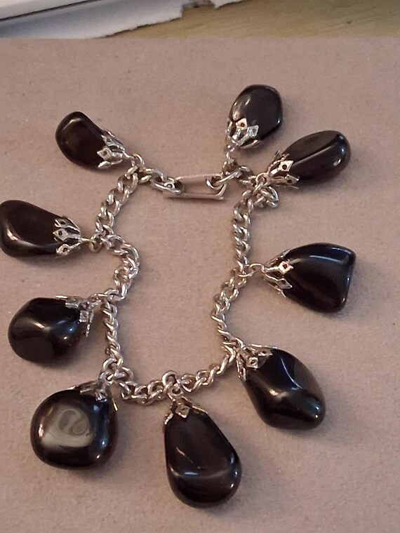 Amethyst dangle tumbled gemstone silver-plated ch… - image 2