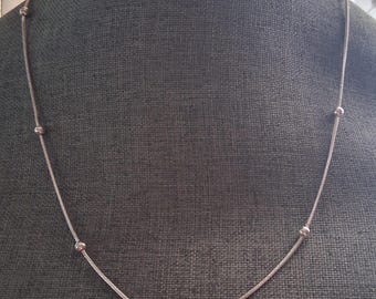 Sterling silver station bead necklace. 925 Italy, 18 in.