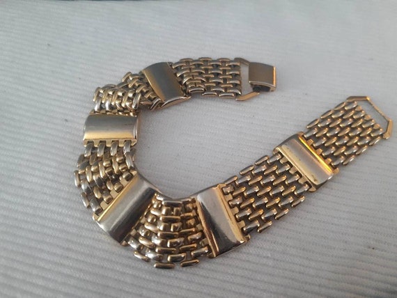 Woven/braided and Glossy gold tone Statement Brac… - image 1