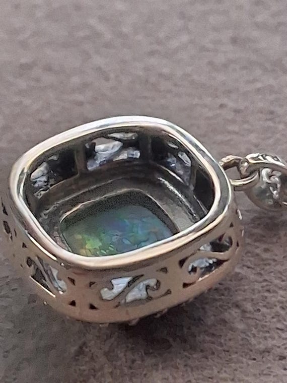 Sterling silver abalone shell square pendant with… - image 19