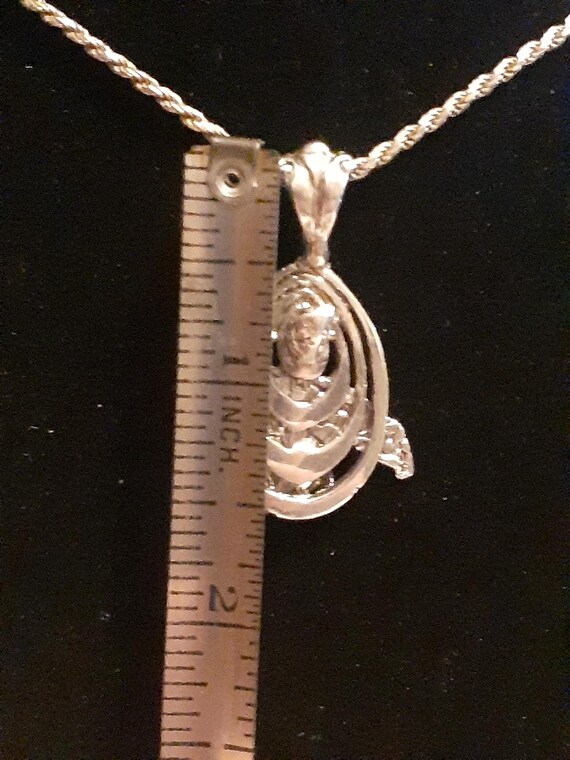 Sterling silver solid turtle pendant rope necklac… - image 4