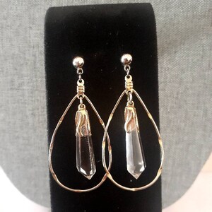 Crystal and gold tone hoop style Dangle/drop earrings