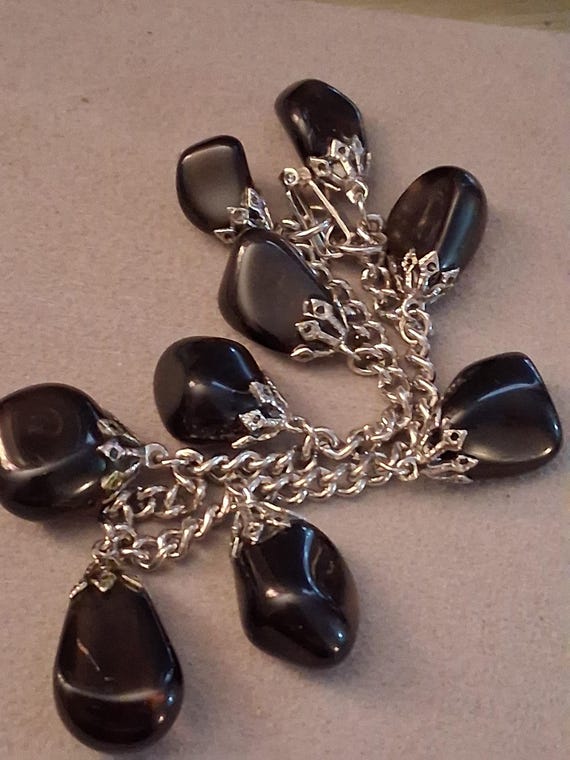 Amethyst dangle tumbled gemstone silver-plated ch… - image 10