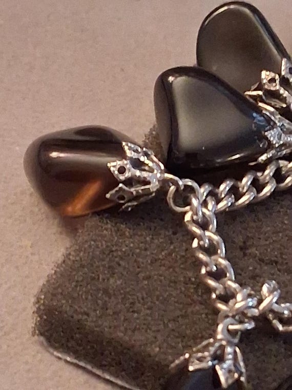 Amethyst dangle tumbled gemstone silver-plated ch… - image 5