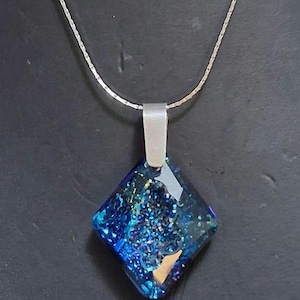 Swarovski crystal rhombus w/925 bail pendant sterling silver chain necklace 16&quot;