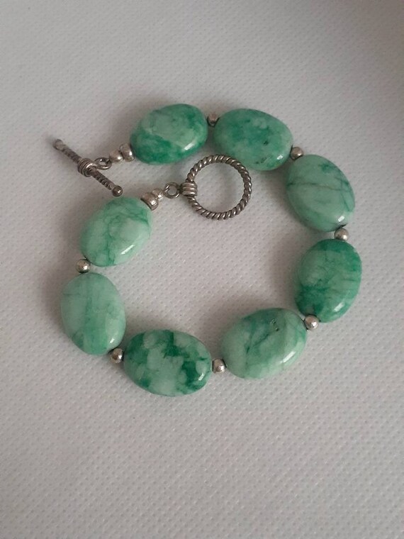Sterling silver bead and clasp green genuine gems… - image 4