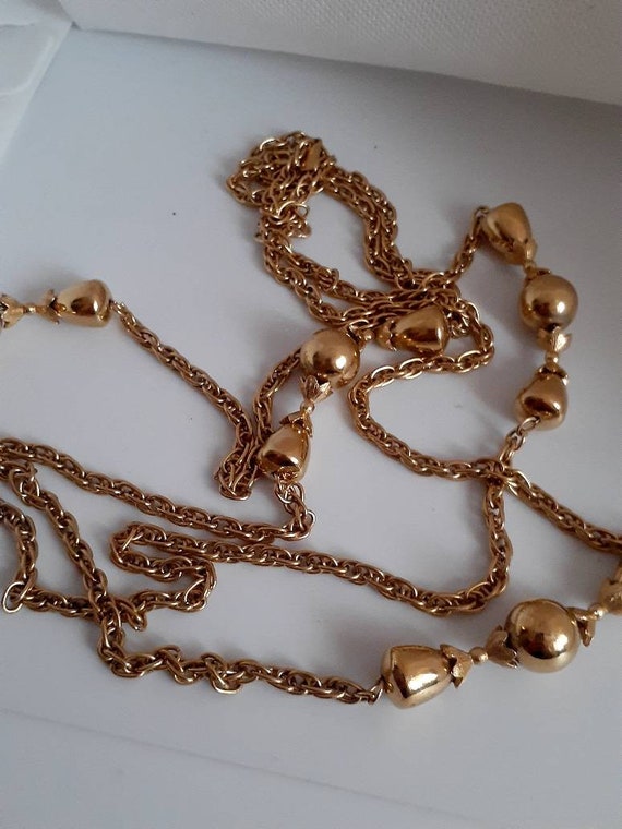 Monet flapper style gold tone bead station neckla… - image 7